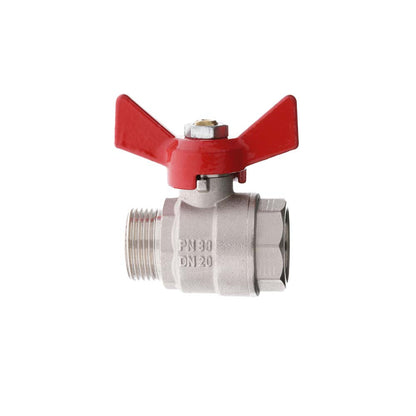 BRASS “POKER” FULL BORE BALL VALVE, MALE/FEMALE WITH WING HANDLE